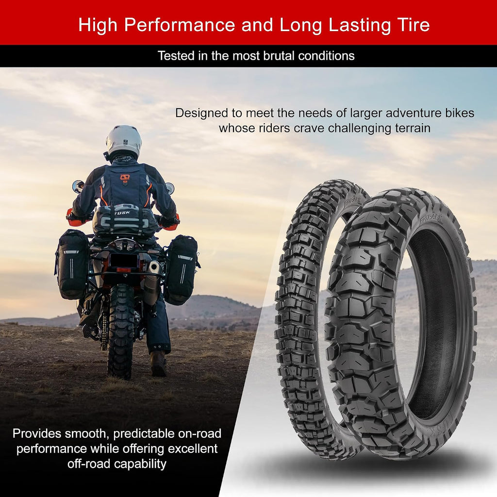 Tusk 2Track Adventure Motorcycle Tire Set ¨C 90/90-21 Front & 130/80-17 Rear ¨C Dual-Sport Off-Road Tires
