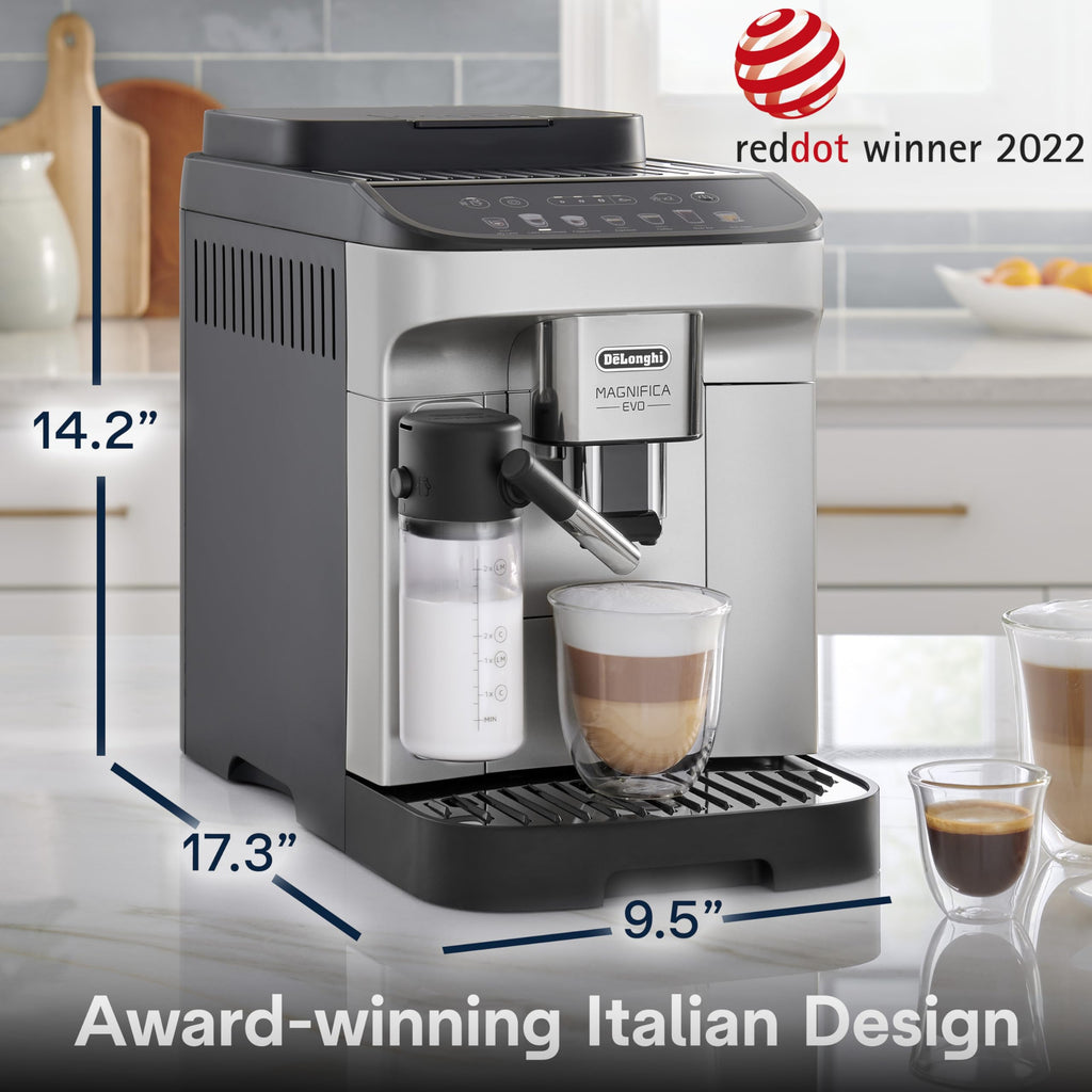 De'Longhi Magnifica Evo Automatic Espresso & Coffee Machine with Auto Milk Frother, Built-in Grinder & Auto-Clean Function - For Latte, Cappuccino