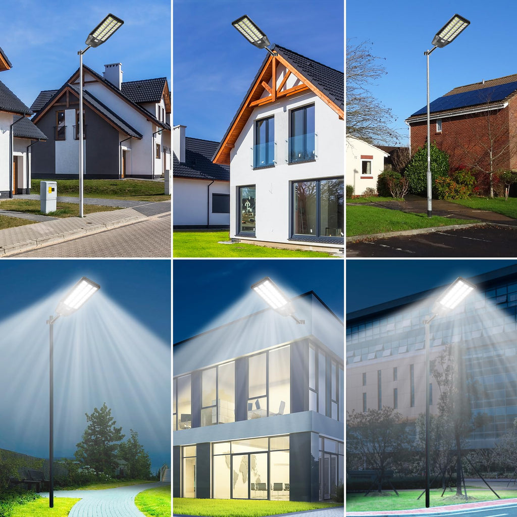 Deepn Solar Lights Outdoor 9000W, Commercial Grade Street Lights for Outside, Solar Parking Lot Lights, Dusk to Dawn LED Security Flood Light Motion