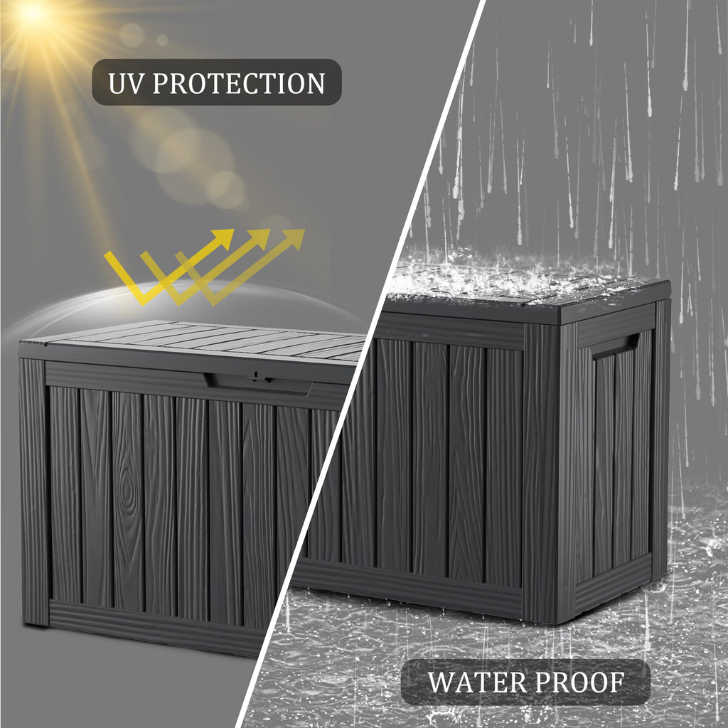 Mersco 320 Gallon Double-Wall Resin Deck Box - Lockable Waterproof Outdoor Storage Box, 1000lbs Capacity & Doubles as Seating for Patio Furniture