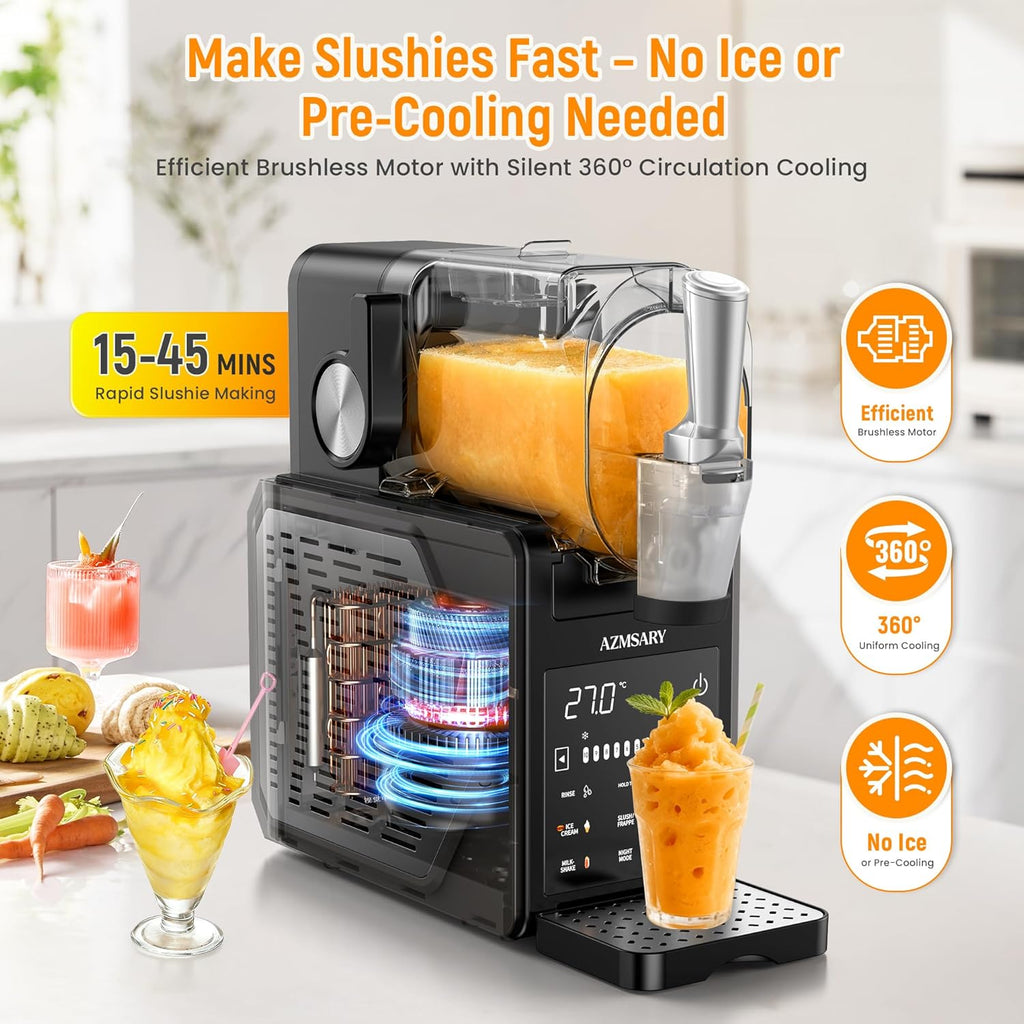 Slushie Machine, 85oz Ice Cream Machine & Slushy Machine for home, with LED Display, 6 Preset Programs for Margaritas, Frapps, Milkshakes, and Soft