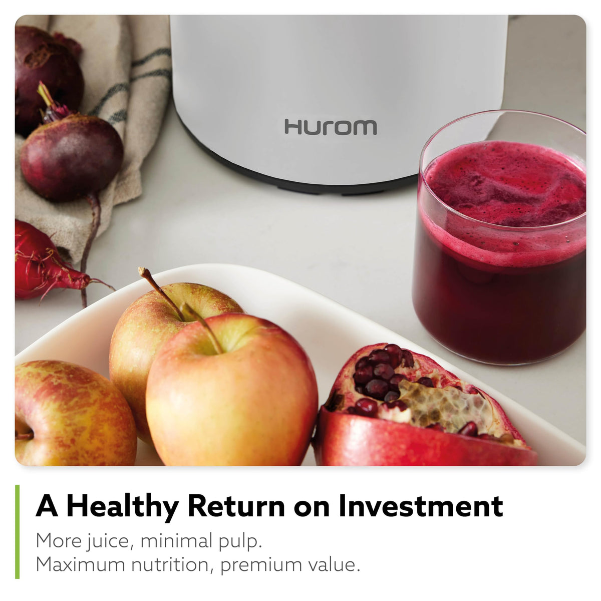 Hurom H400 Cold Press Juicer Machine, Award Winning Masticating Slow Juicer, Easy to Clean, Strainer & Hands Free with Self Feeding, Wide Mouth