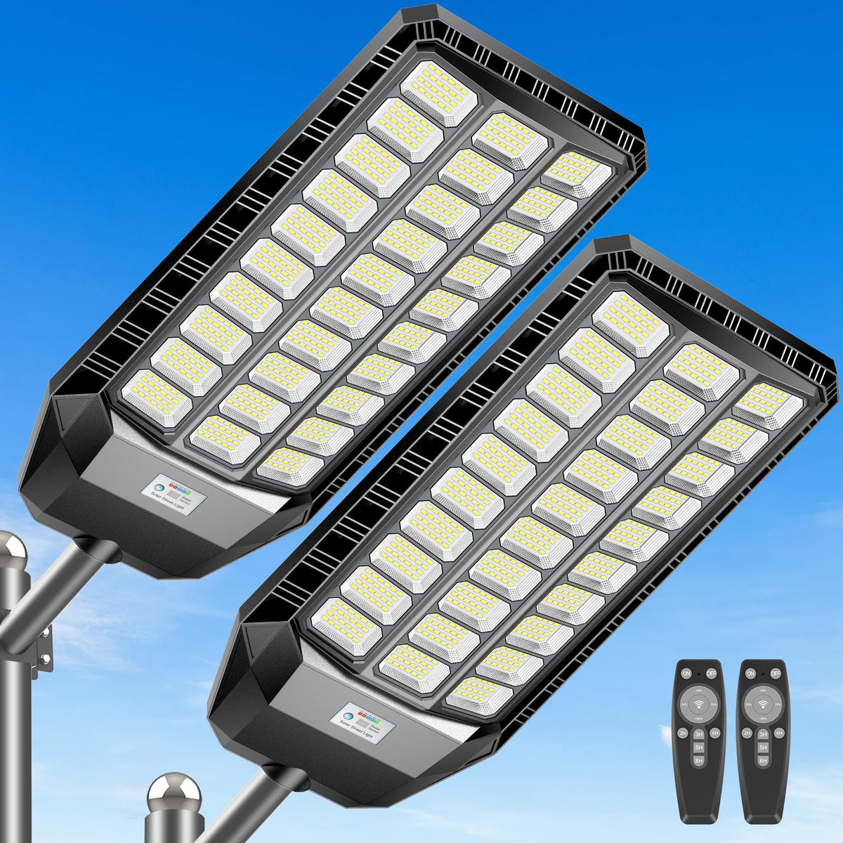 Deepn Solar Lights Outdoor 9000W, Commercial Grade Street Lights for Outside, Solar Parking Lot Lights, Dusk to Dawn LED Security Flood Light Motion