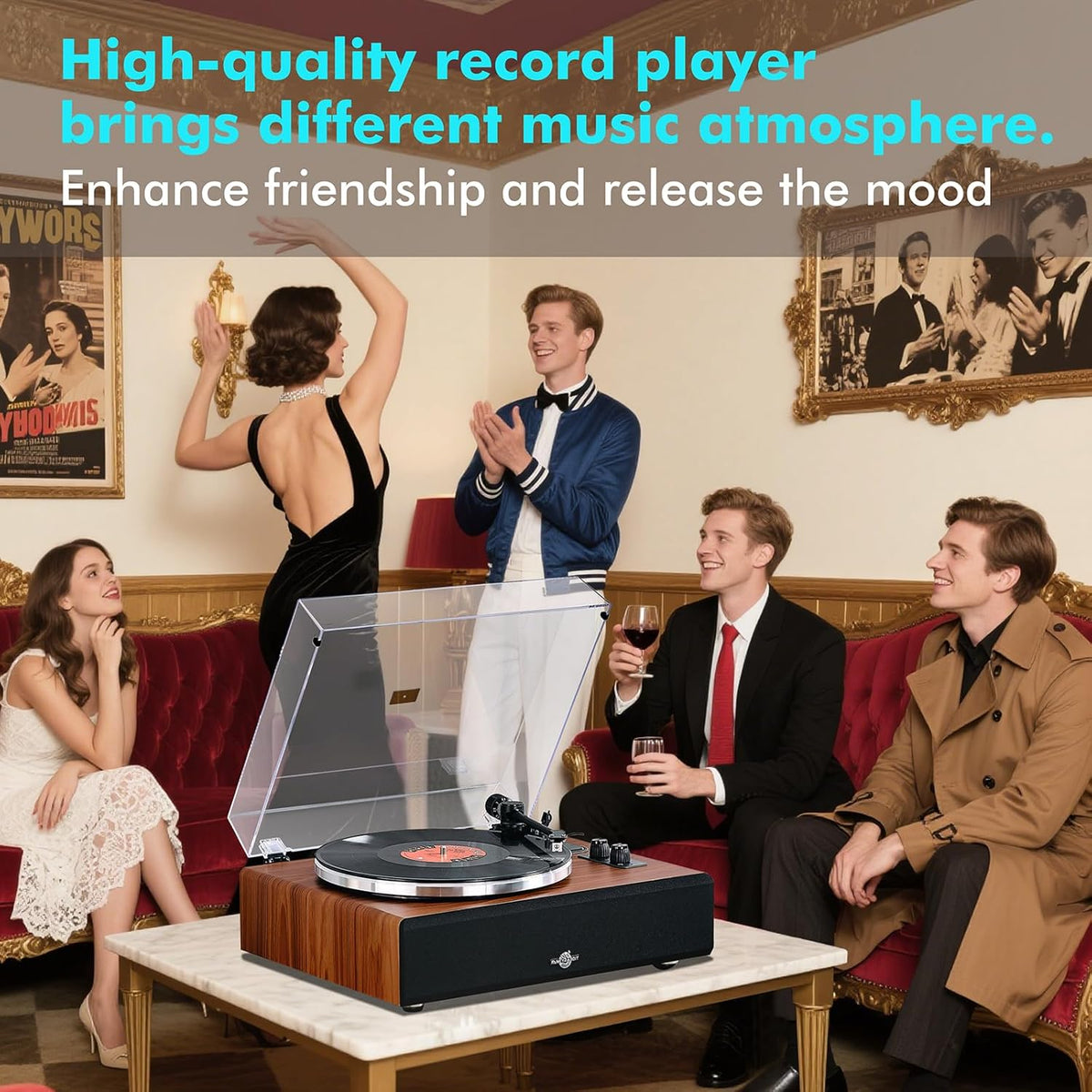 Vinyl Record Player with Speakers,High Fidelity Turntables for Vinyl Records with Magnetic Cartridge AT-3600L,Bluetooth Playback Built-in Phono