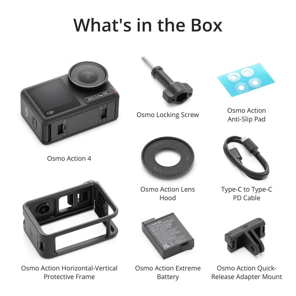 DJI Osmo Action 4 Essential Combo, 4K/120fps Waterproof Action Camera with a 1/1.3-Inch Sensor, Stunning Low-Light Imaging,10-bit & D-Log M Color