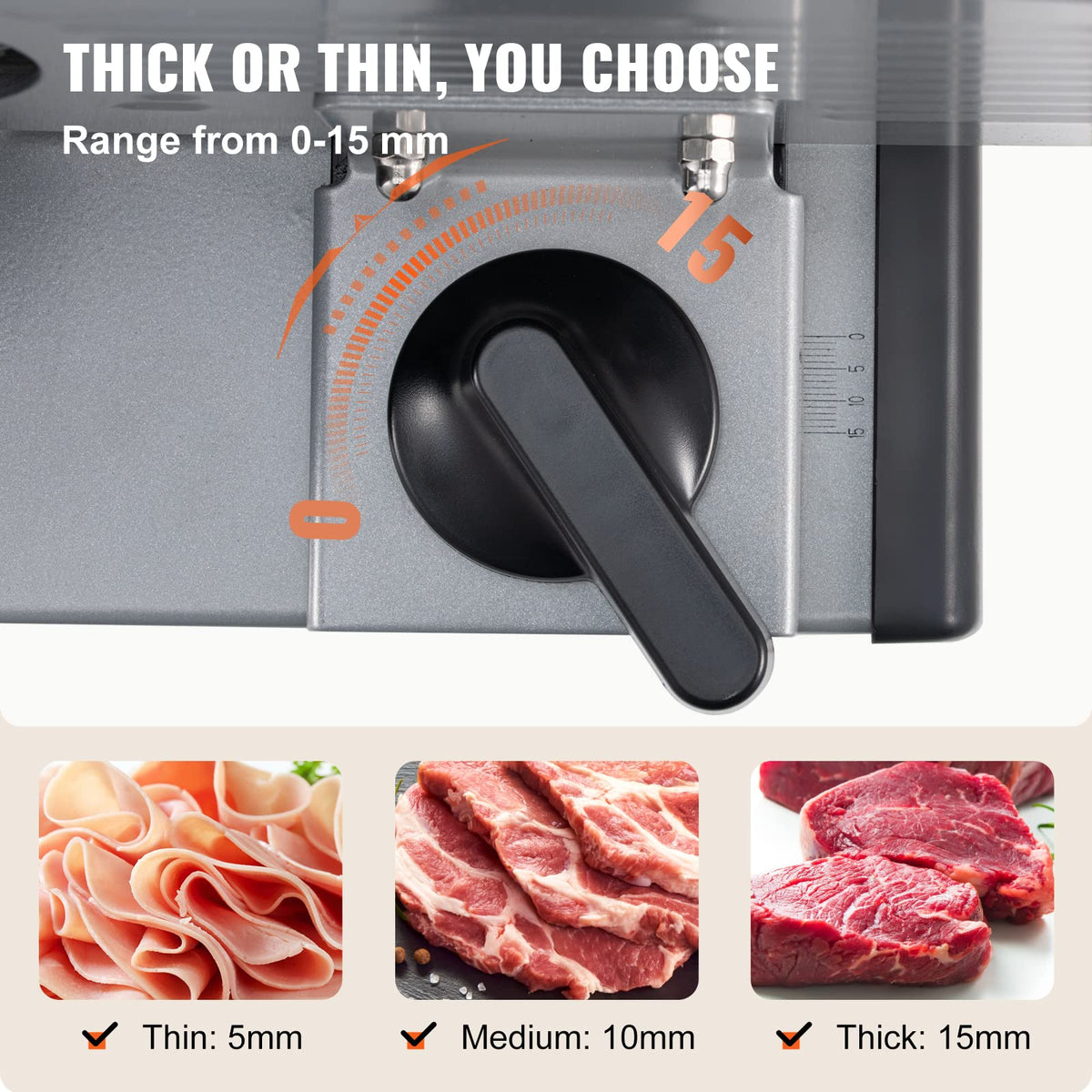 VEVOR Commercial Meat Slicer, 10 inch Electric Food Slicer, 240W Frozen Meat Deli Slicer, Premium Chromium-plated Steel Blade Semi-Auto Meat Slicer