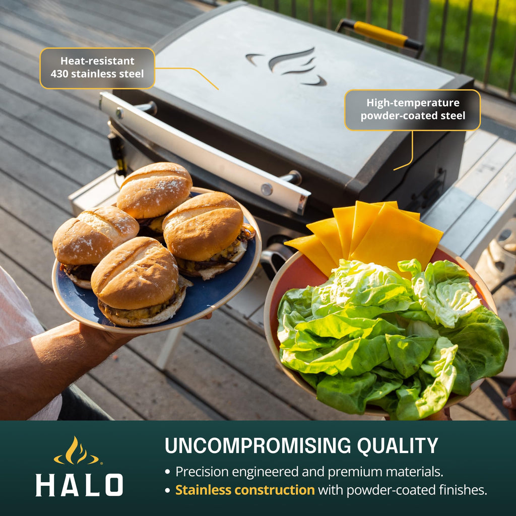 HALO Elite4B Outdoor Griddle | 4 Burner, 8 Cooking Zones | 720 sq. in. (36 x 20) Wind-Proof Cooking Surface | Propane Gas Grill | HZ-1001-XNA