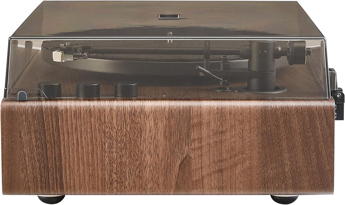 Crosley CR6046A-WAGL Stave 2-Speed Bluetooth Record Player Turntable with Built-in Speakers, Walnut