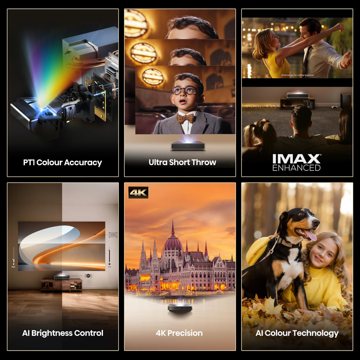 Hisense PX3-PRO Ultra Short Throw Triple Laser Projector, 4K UHD, 80 C 150, 3,000 Lumens, 3000:1 Contrast, Dolby Vision & Atmos, IMAX Enhanced, 240