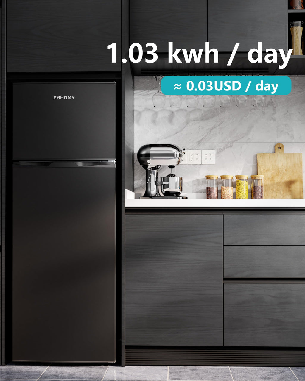 EUHOMY 7.4 Cu.Ft. Refrigerator with Freezer, 2 Door Fridge, Large Capacity,Adjustable Thermostat, Refrigerator for Kitchen/Dorm/Apartment/Garage