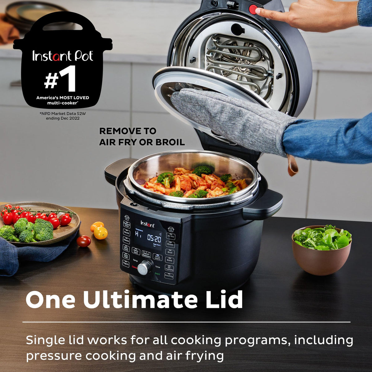 Instant Pot Duo Crisp Ultimate Lid,13-in-1 Air Fryer&Pressure Cooker Combo, Saut, Slow Cook, Bake, Steam, Warm, Roast, Dehydrate, Sous Vide&Proof