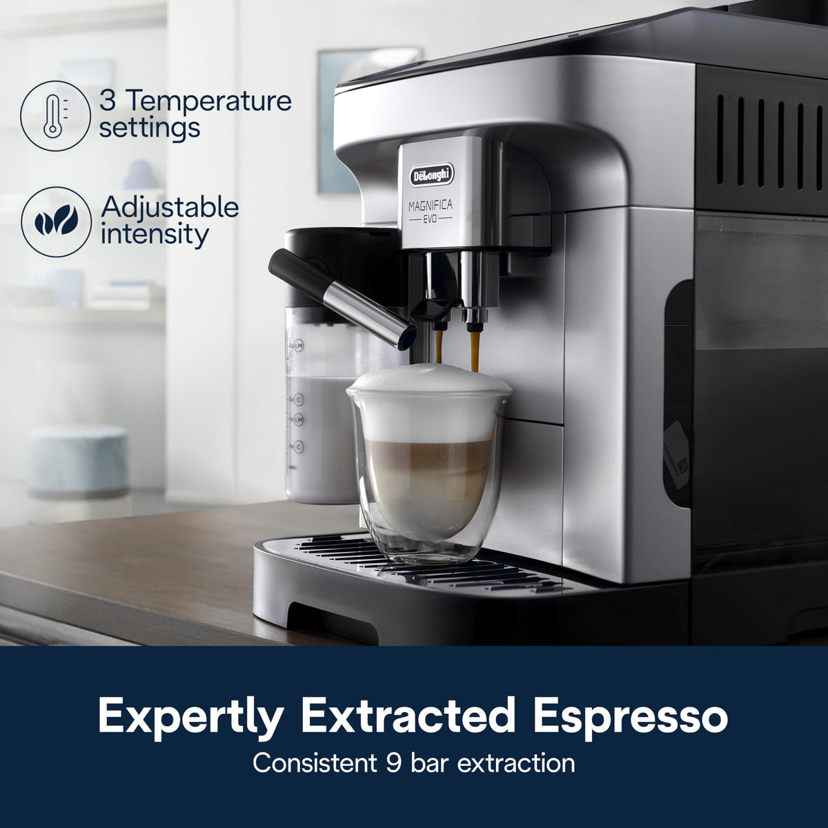 De'Longhi Magnifica Evo Automatic Espresso & Coffee Machine with Auto Milk Frother, Built-in Grinder & Auto-Clean Function - For Latte, Cappuccino