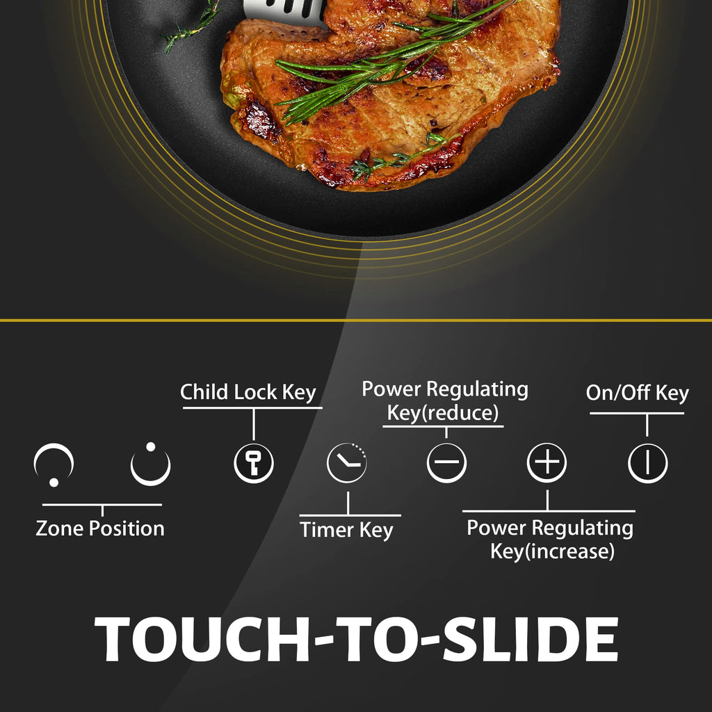 Noxton 30 Inch Electric Cooktop, 8400W 5 Burners Built-in Radiant Electric Stove Top, Slider Control, 9 Power Levels, Child Safety Lock, Timer, 220