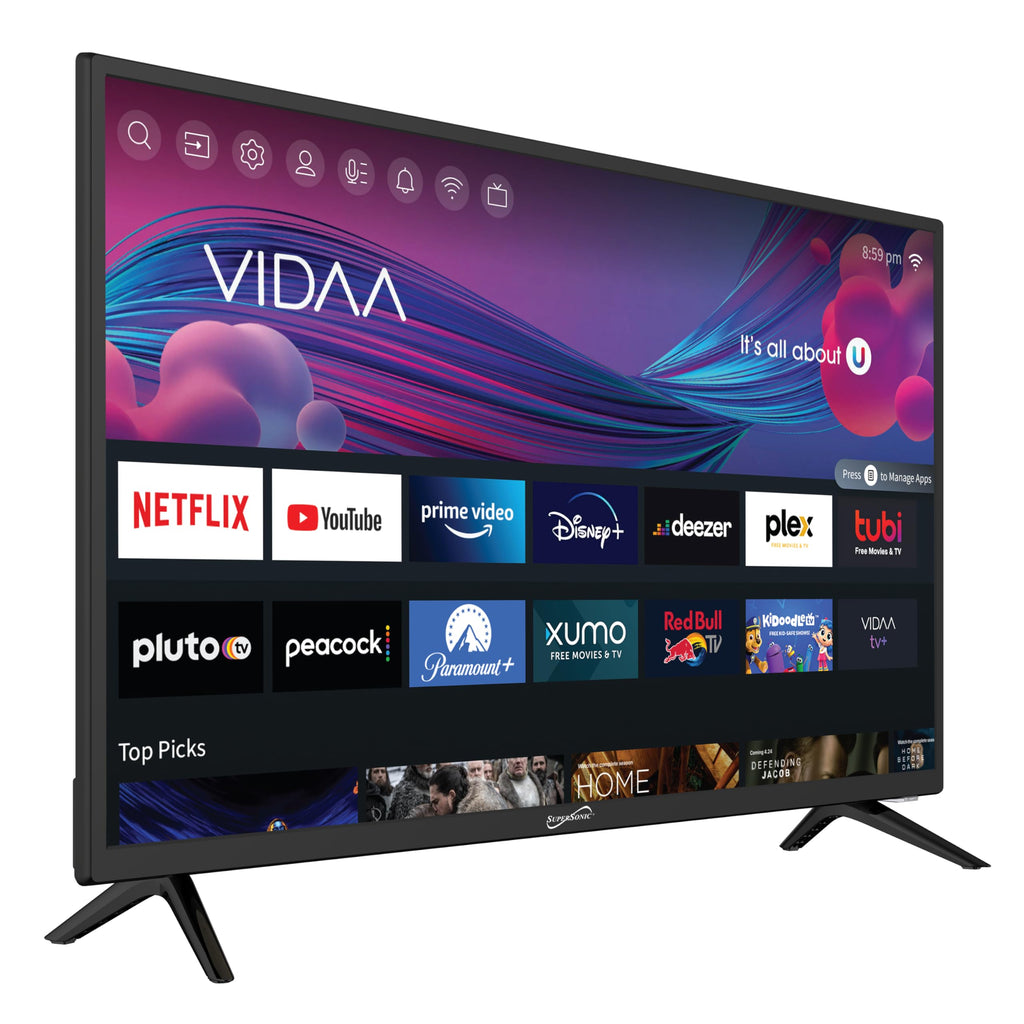 Supersonic SC-1926DVD 19-inch LED Smart HDTV w/DVD Player, 3X HDMI, 1080p, WiFi, USB, AC/DC Compatible for Home, Kitchen, or RV Camper, DC Car Cord