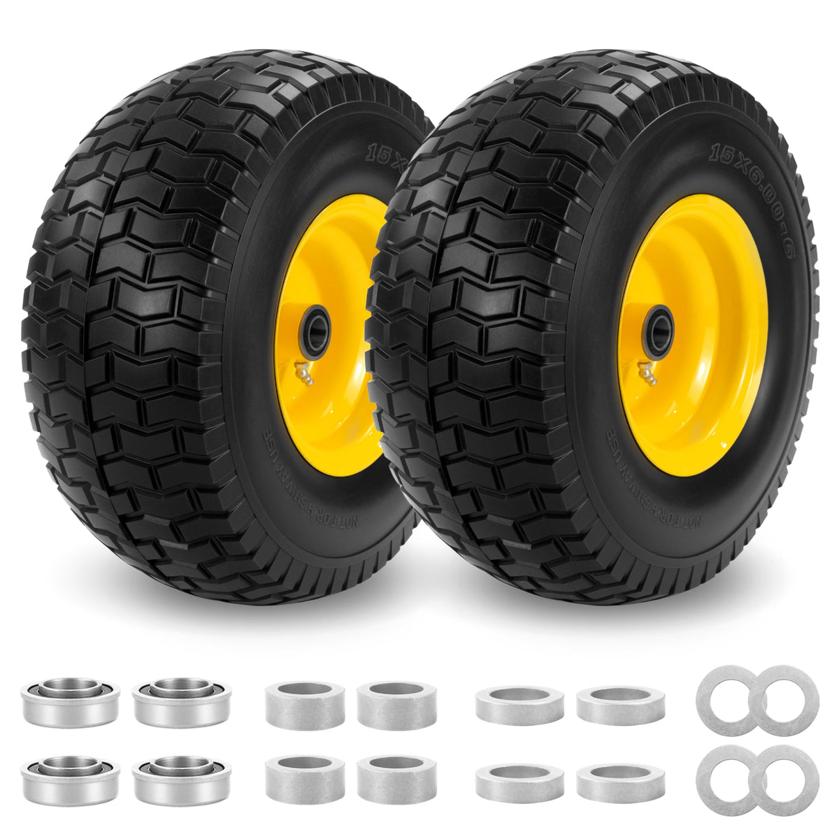 2-Pack 20x10.00-8 Tubeless Lawn Mower Rear Tire and Wheel Assembly, 4-Ply.