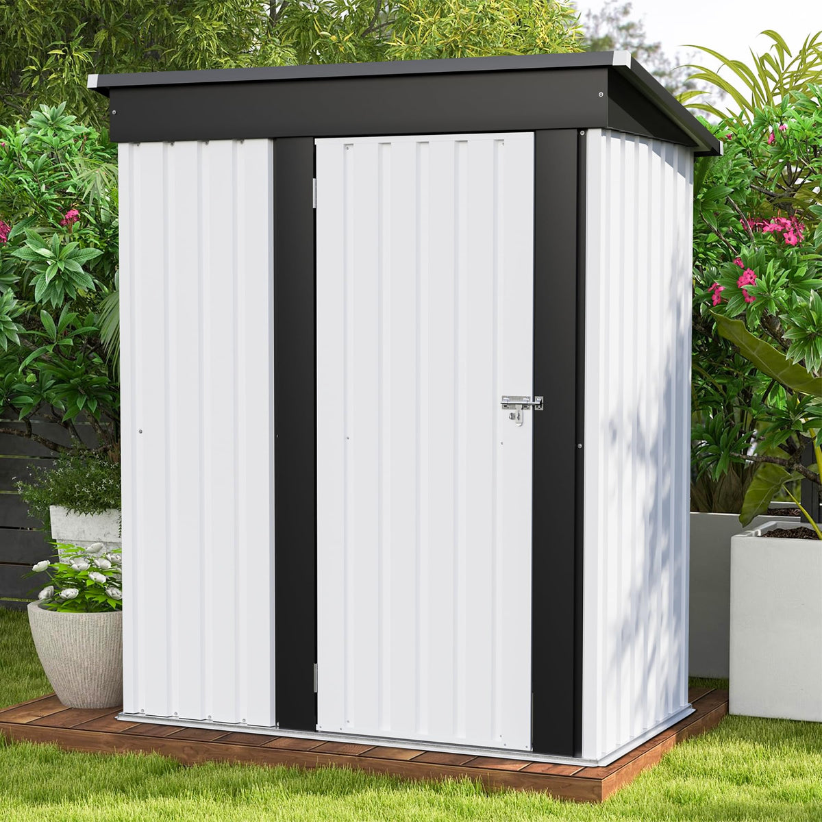 Patiowell 10 x 12 FT Metal Storage Shed for Outdoor, Steel Yard Shed with Design of Lockable Doors, Utility and Tool Storage for Garden, Backyard