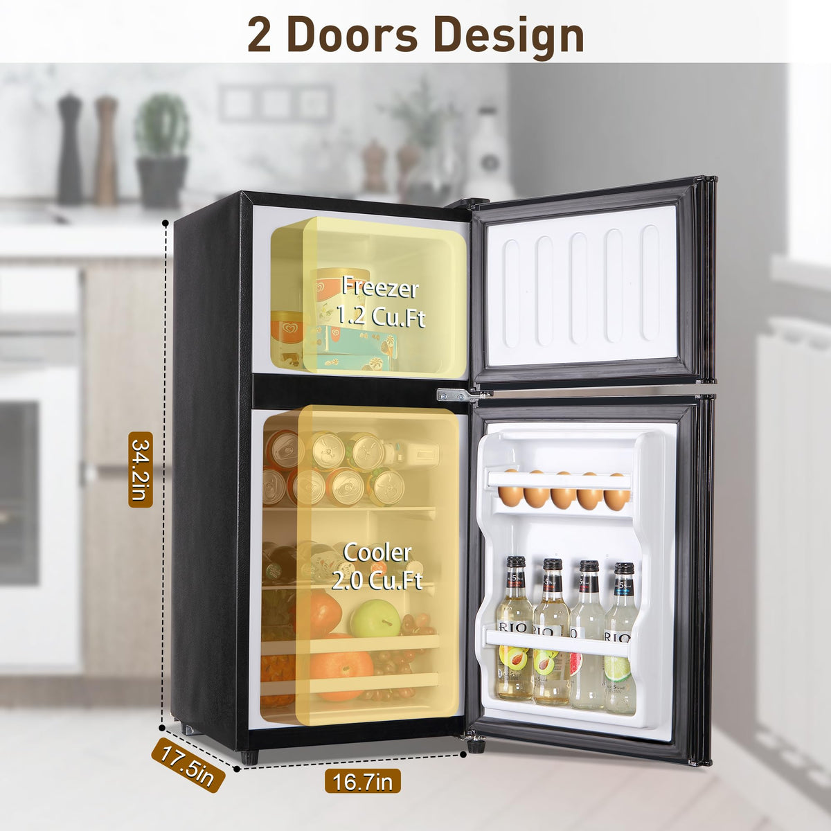 Mini Refrigerator with Freezer 4.0 Cu. Ft., Small Dorm Fridge with Freezer, Adjustable Thermostat Compact Fridge Freezers for Apartment, Dorm