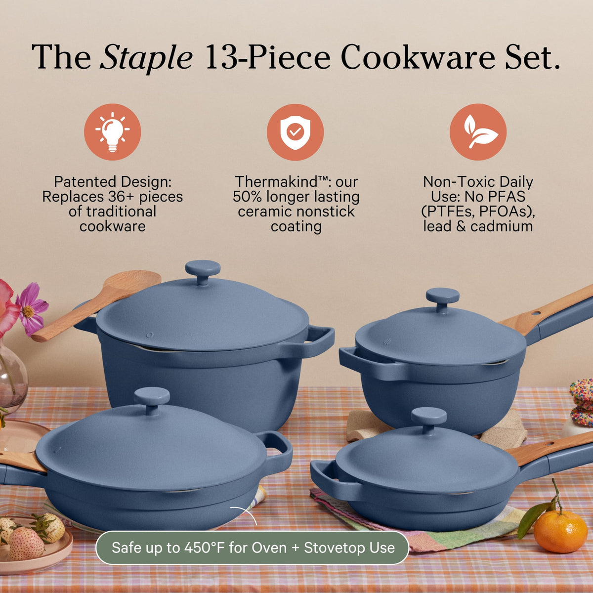 Our Place Cookware Set - 13-Piece Kit Including the Always Pan, Perfect Pot and Spatulas | Multifunctional, Toxin-Free Nonstick | Heat Safe up to