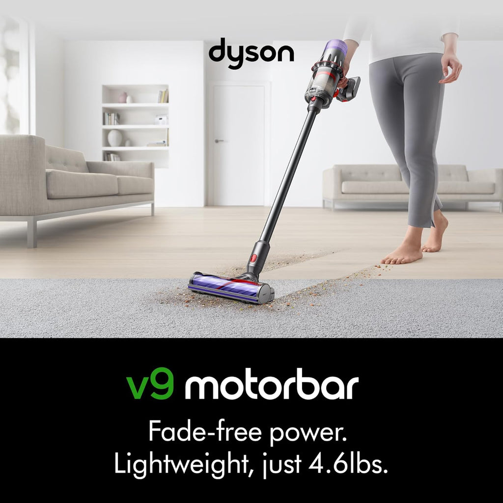Dyson V9 Motorbar Cordless Vacuum, Cleans Hard Floors and Carpets, Detangles, Converts to Handheld, 100AW, 3 Power Modes, Up to 40 Minutes1