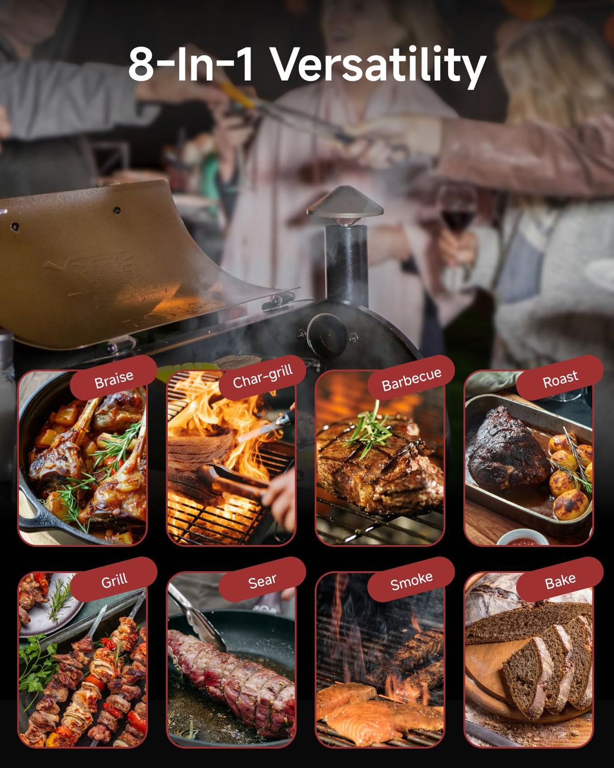 Z GRILLS ZPG-450A2 Wood Pellet Grill & Smoker, PID V3.0 Controller, 459 Sq in Cook Area, Foldable Shelf, Meat Probe, Rain Cover, 8 in 1 BBQ Grill