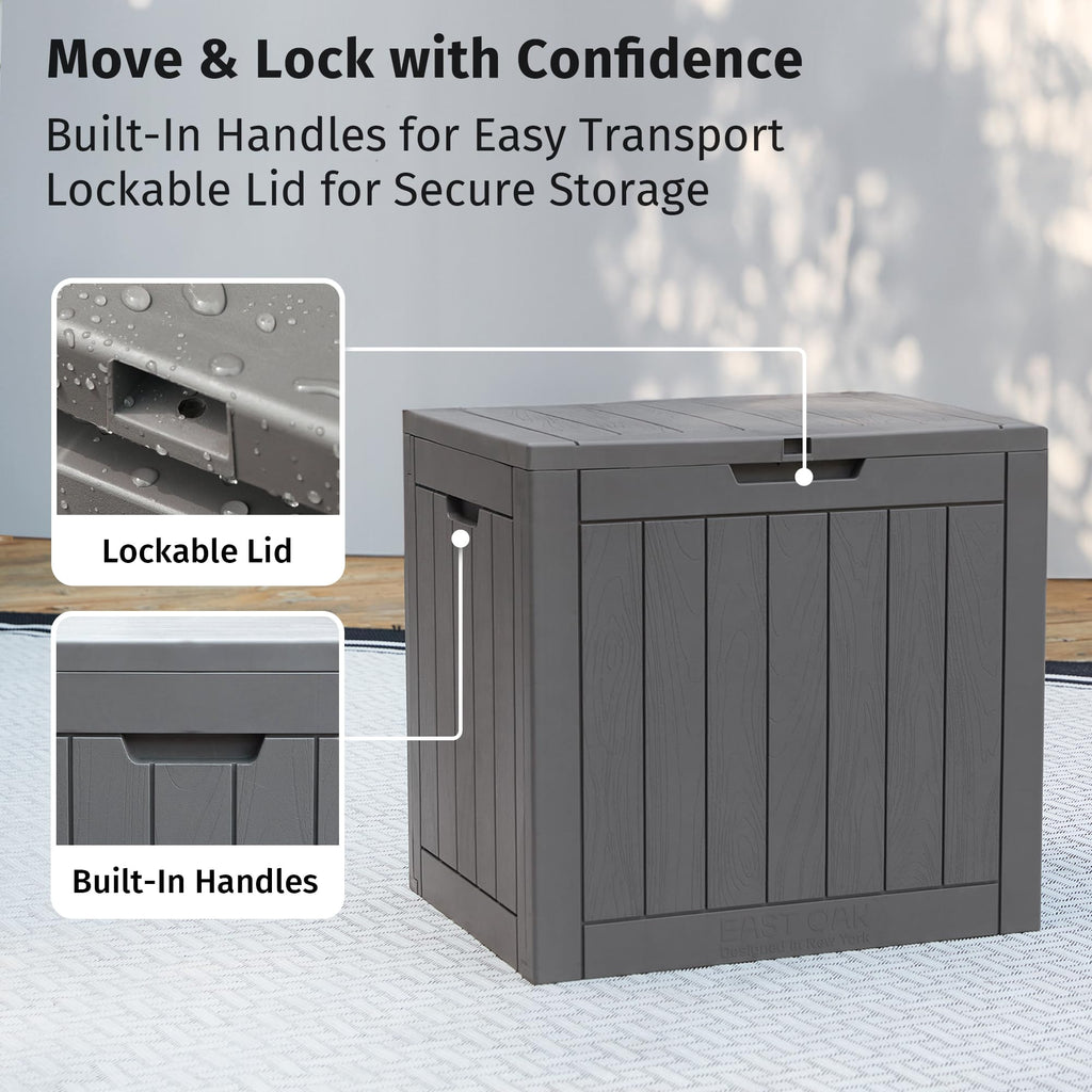 EAST OAK Outdoor Storage Box, 120 Gallon Deck Box with Stainless Steel Rods Large Resin Storage Bin for Patio Cushions, Garden Tools, Waterproof and