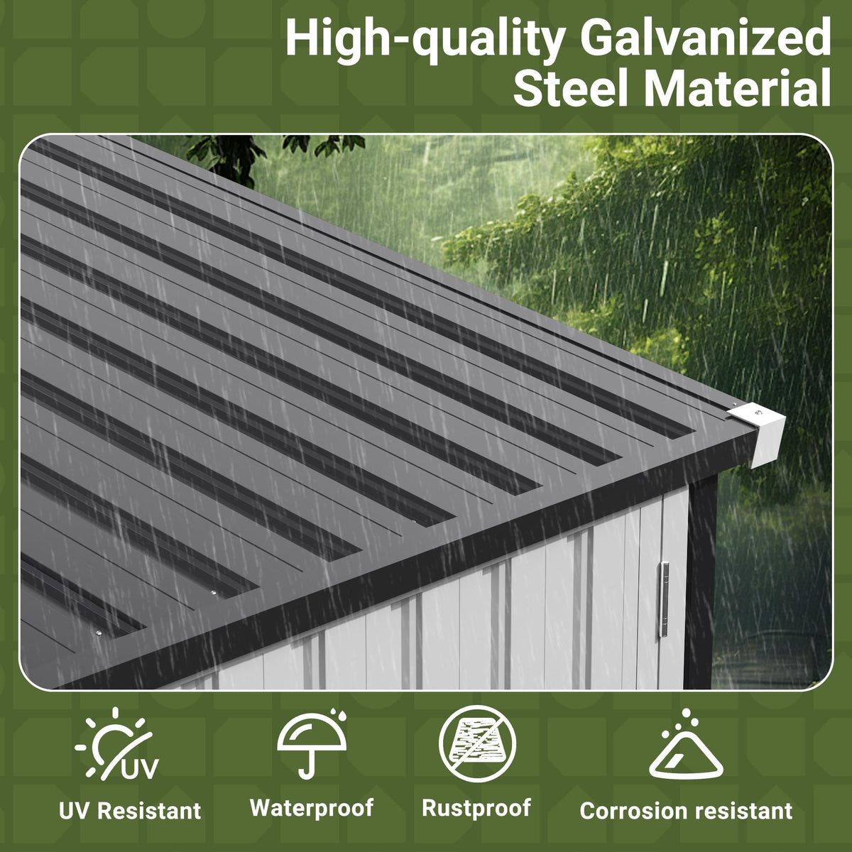 Polar Aurora 12x14 FT Outdoor Storage Shed, Garden Shed with Updated Frame Structure and Lockable Doors, Metal Tool Sheds for Backyard Garden Patio
