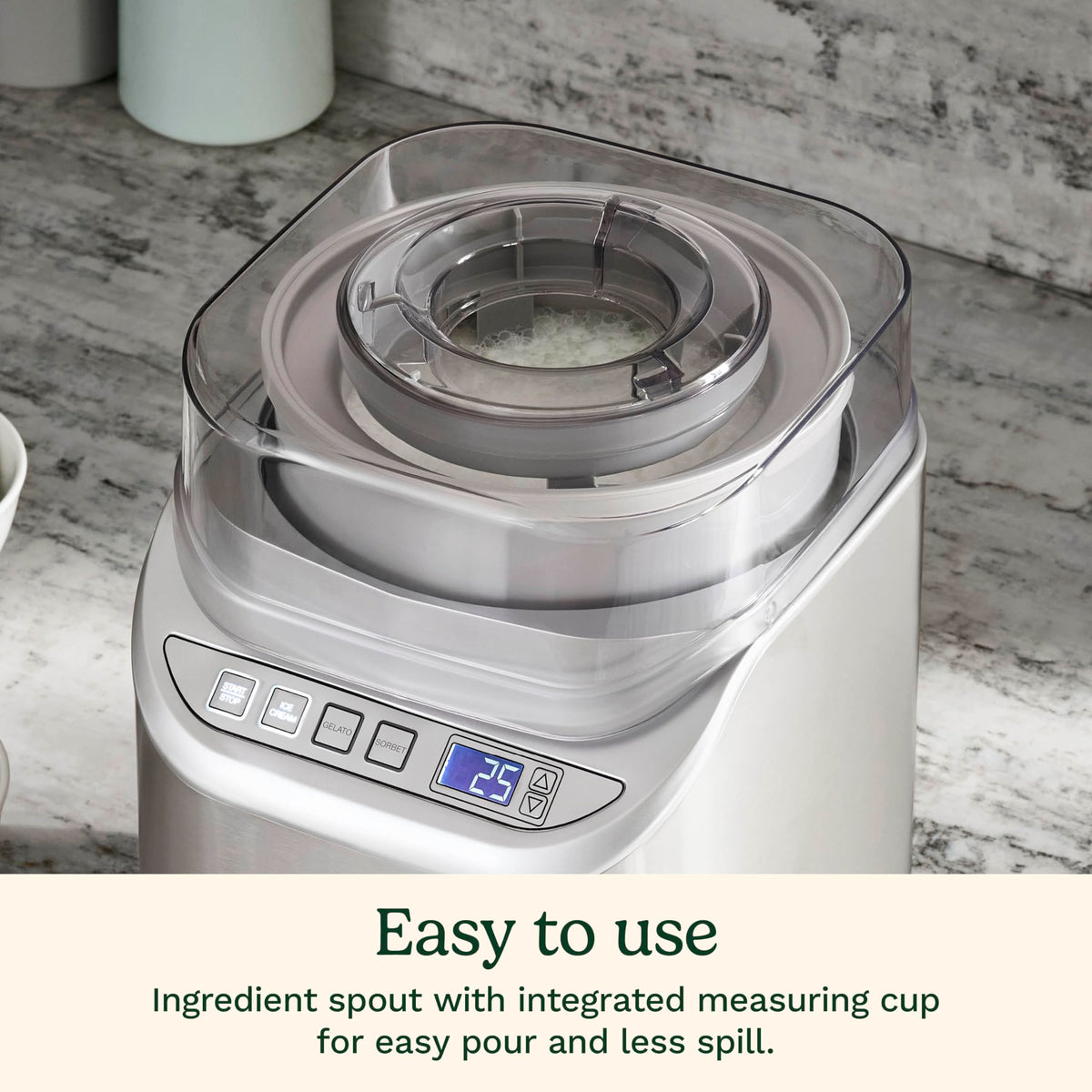 Cuisinart Ice Cream Maker Machine, 2-Quart Stainless Steel Frozen Yogurt, Gelato, Sorbet, Ready in 20 Minutes, LCD Screen and Timer, ICE-70P1