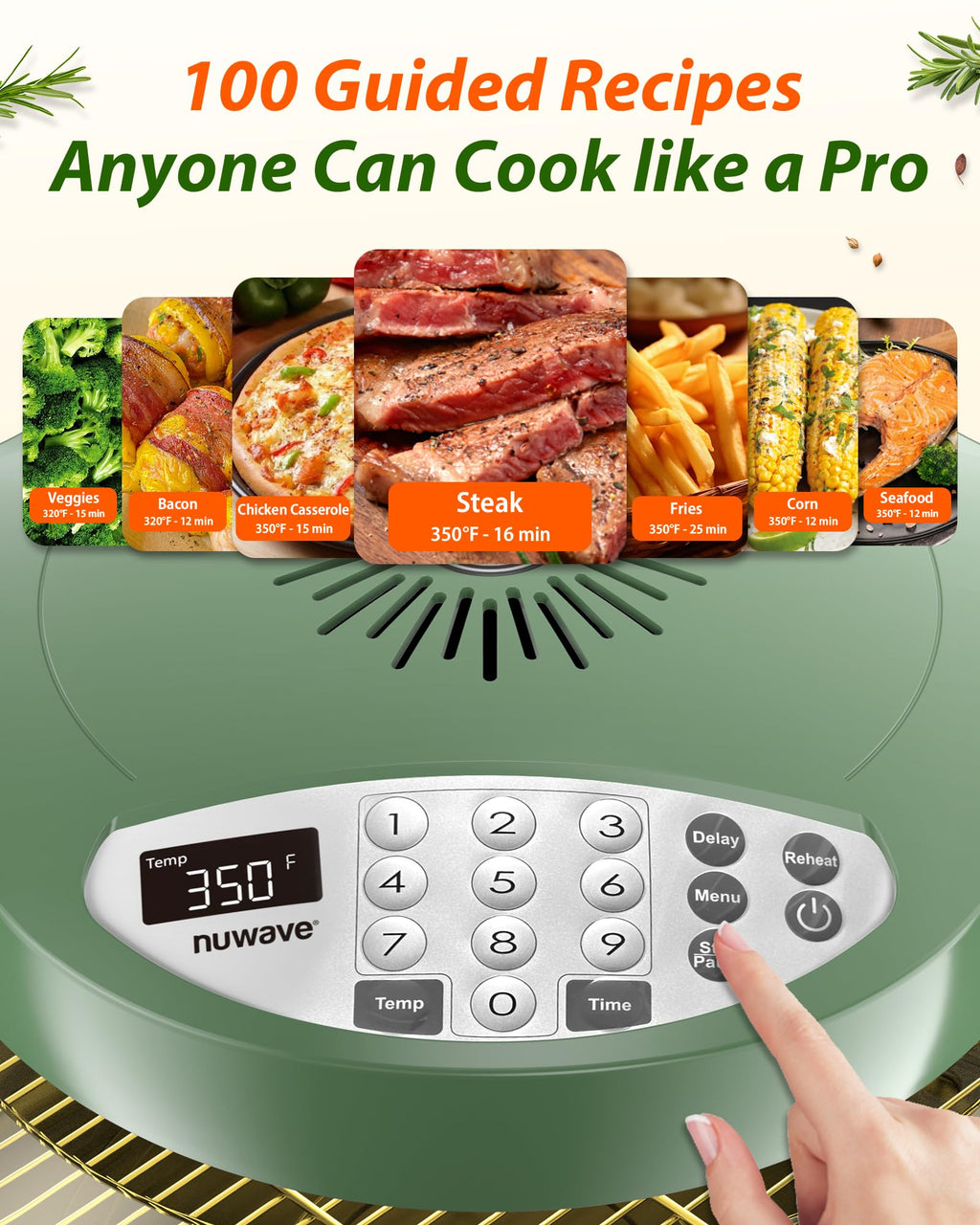 Nuwave Oven Pro Plus Air Fryer, Infra-Red Countertop, 2025 Advanced Convection, No Defrosting or Preheating, Cook Fresh or Frozen, Durable Power Dome