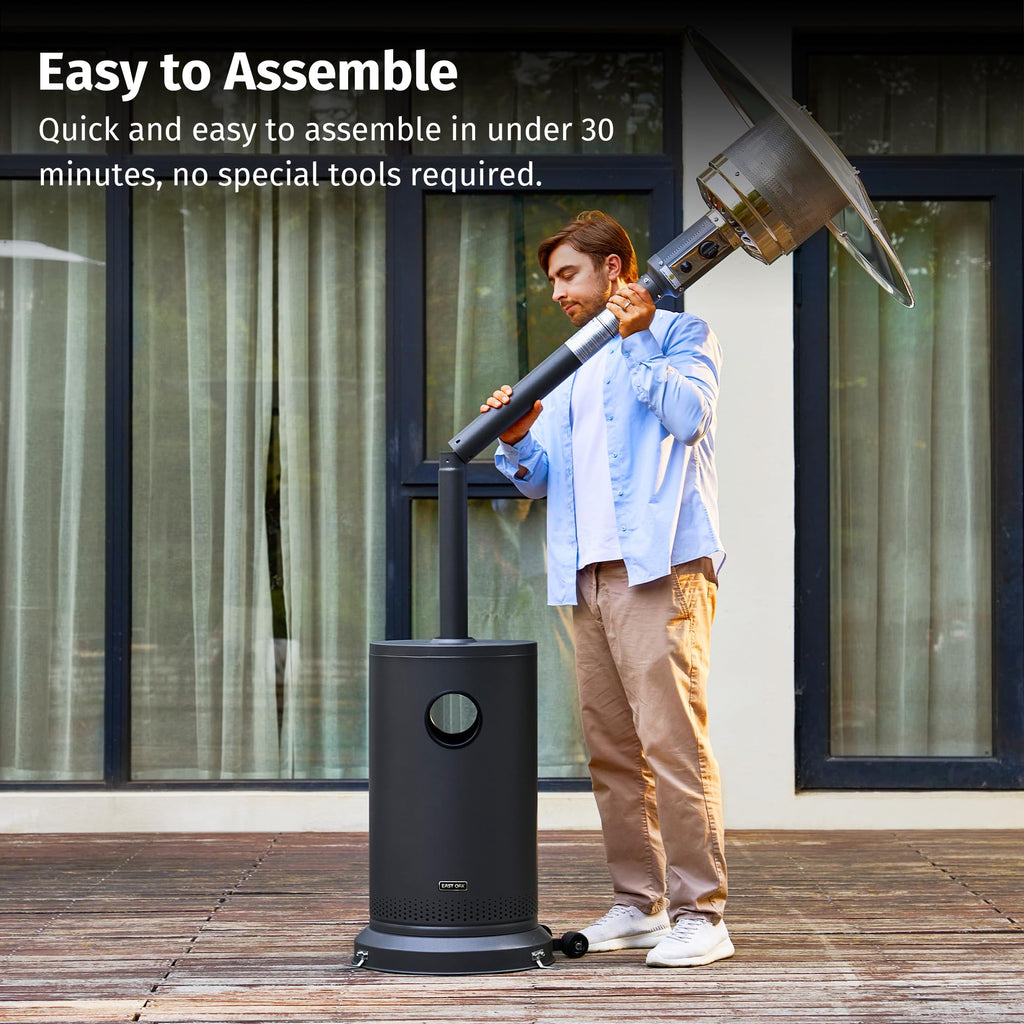 EAST OAK 48,000 BTU Pyramid Patio Heater, Quartz Glass Tube Propane Outdoor Heater with Wheels, Triple Safety Protection, 2025 Upgrade for Home