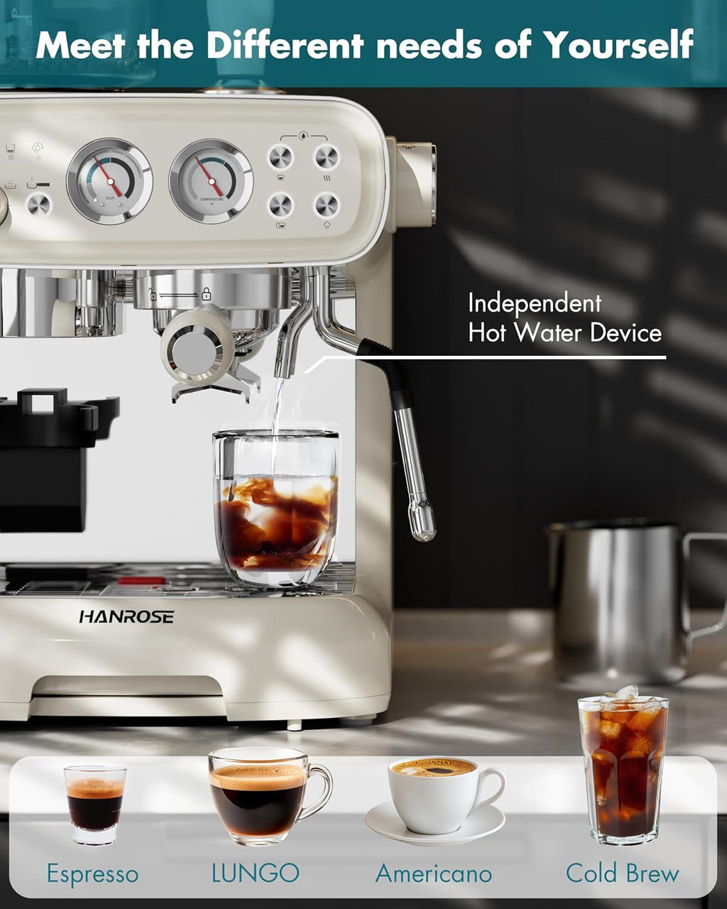 Espresso Machine With Grinder, 20 Bar Espresso Machine with Milk Frother Steam Wand, Espresso Machines for Home, Expresso Coffee Machines