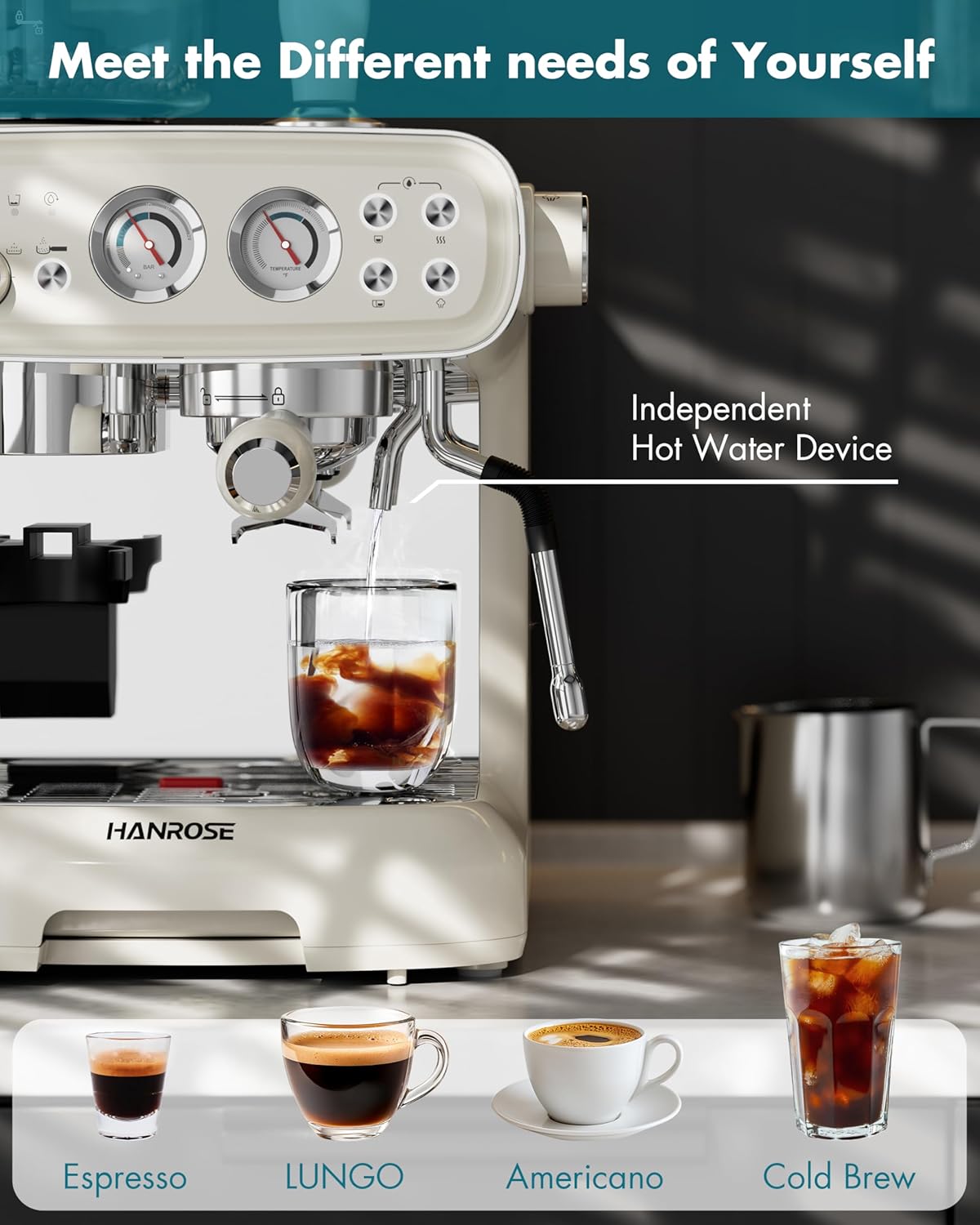 Espresso Machine With Grinder, 20 Bar Espresso Machine with Milk Frother Steam Wand, Espresso Machines for Home, Expresso Coffee Machines