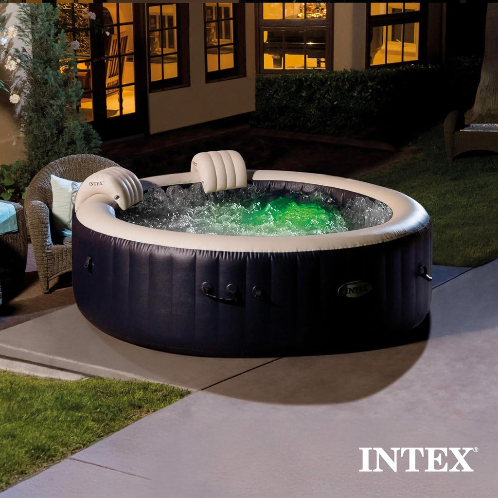 INTEX 28431EP PureSpa Plus Bubble Massage Inflatable Spa Set: Includes Energy Efficient Spa Cover C2 Headrests C LED Light C 6 Person Capacity C 85"