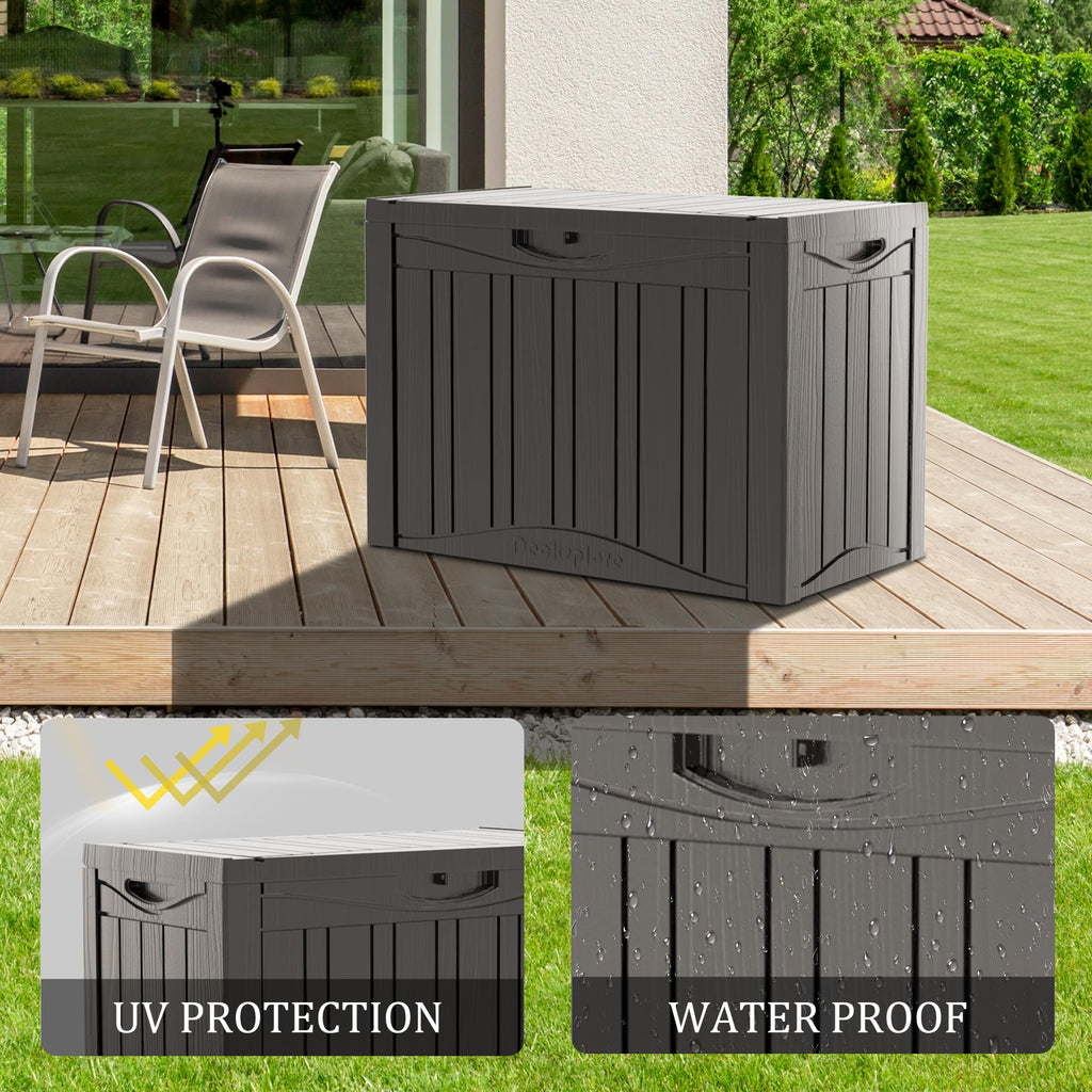 Mersco 320 Gallon Double-Wall Resin Deck Box - Lockable Waterproof Outdoor Storage Box, 1000lbs Capacity & Doubles as Seating for Patio Furniture