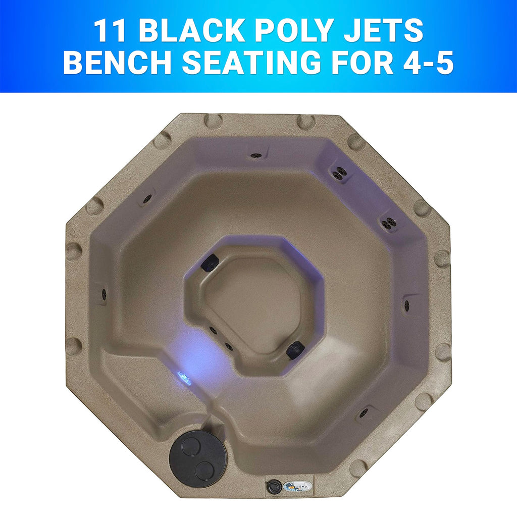 AquaLife Invi 5-Person Hot Tub with 11 Hydro Jets, LED Lighting & Insulated Cover C Non-Lounger Spa for Relaxation & Therapy