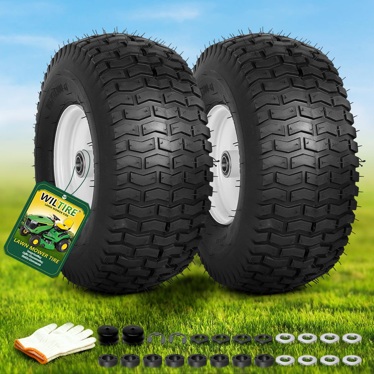 (2 Pack) 20x8.00-8 Tubeless Rear Riding Mowers Tire and Wheel Assemblies