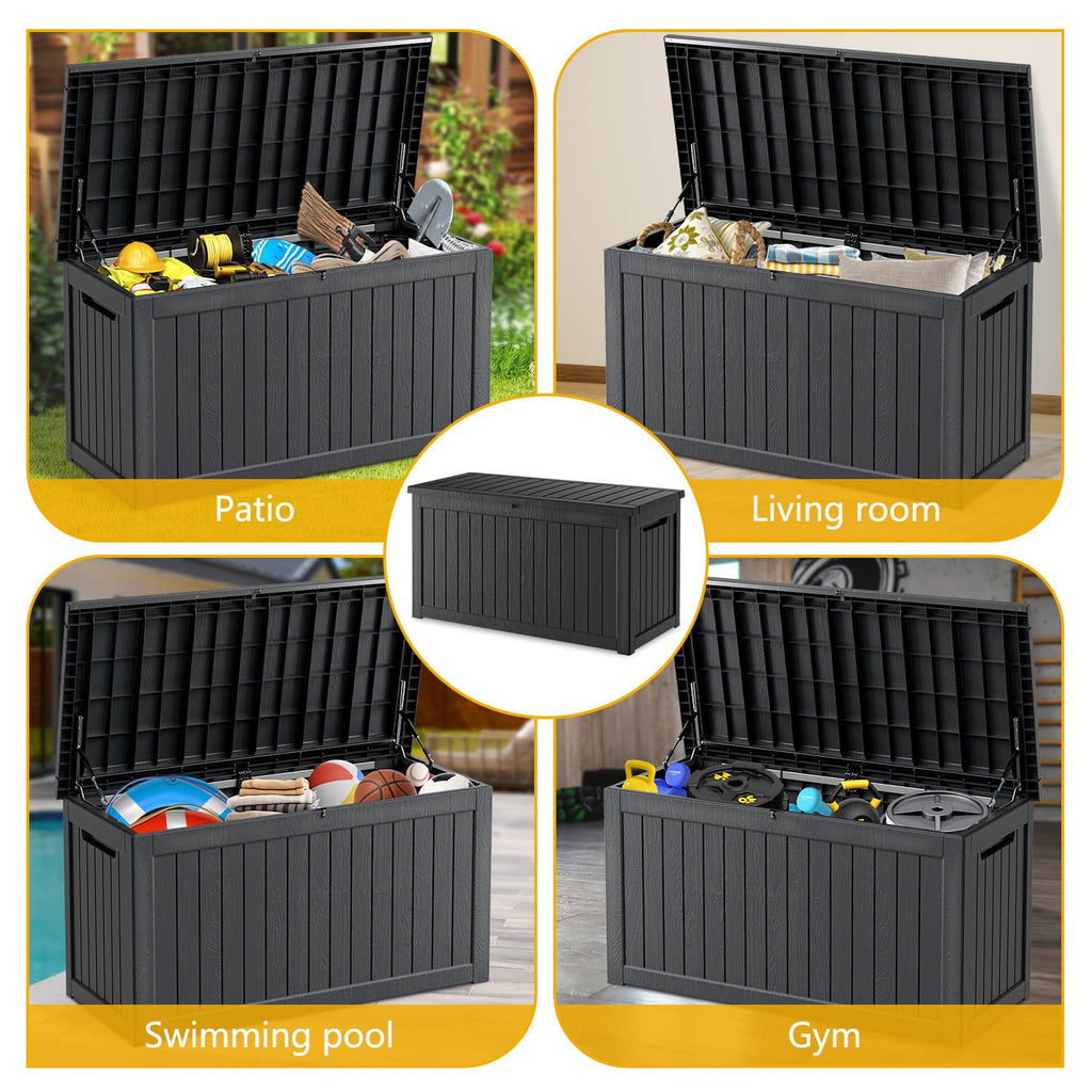 Mersco 320 Gallon Double-Wall Resin Deck Box - Lockable Waterproof Outdoor Storage Box, 1000lbs Capacity & Doubles as Seating for Patio Furniture