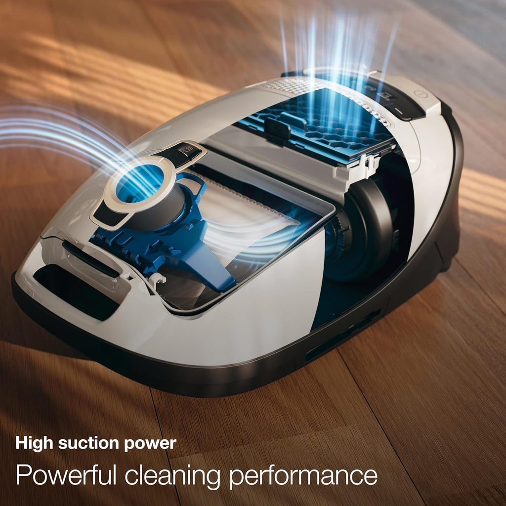Miele Complete C3 Marin Bagged Canister Vacuum Cleaner with Electrobrush Floorhead, Suitable for Carpets and Hard Floors, in Marine Blue