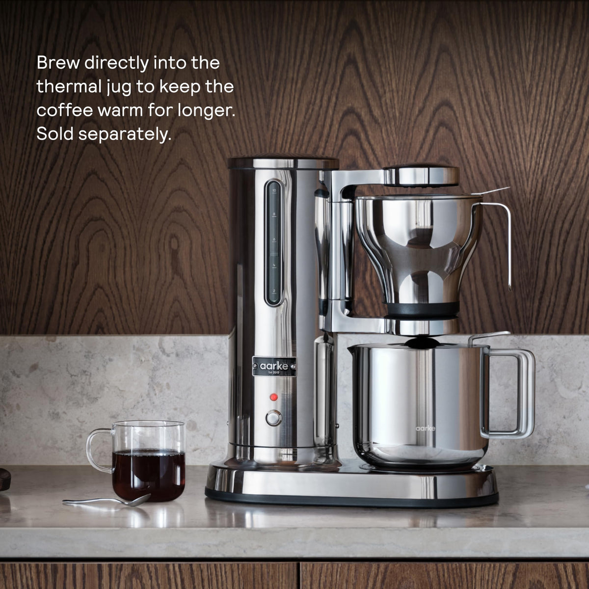 Aarke Coffee Maker - Electric 10 Cup / 42 fl oz Drip Brewer with Automatic Drip-Stop, Glass Carafe, Brews Full Pot in Under 6 Minutes, SCA Certified