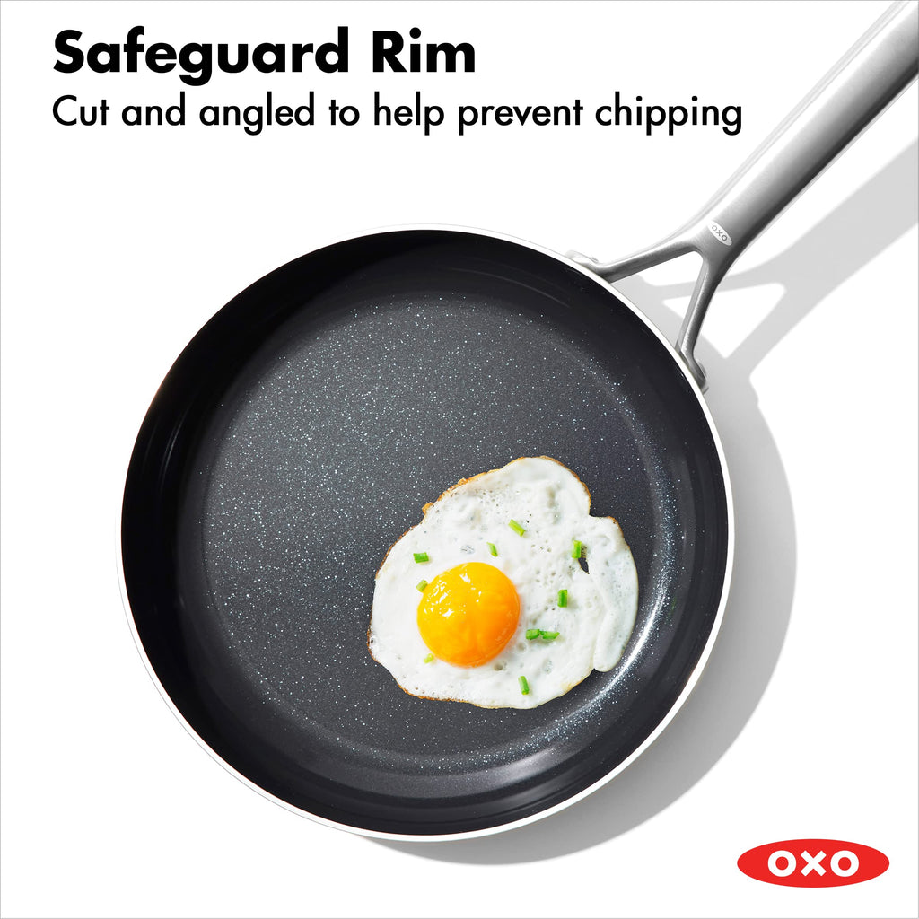 OXO Mira Tri-ply Stainless Steel, 10 Piece Cookware Pots and Pans Set, Skillets, Saute, Saucepans, Lids,Incl Ceramic Nonstick Frying Pan,Induction