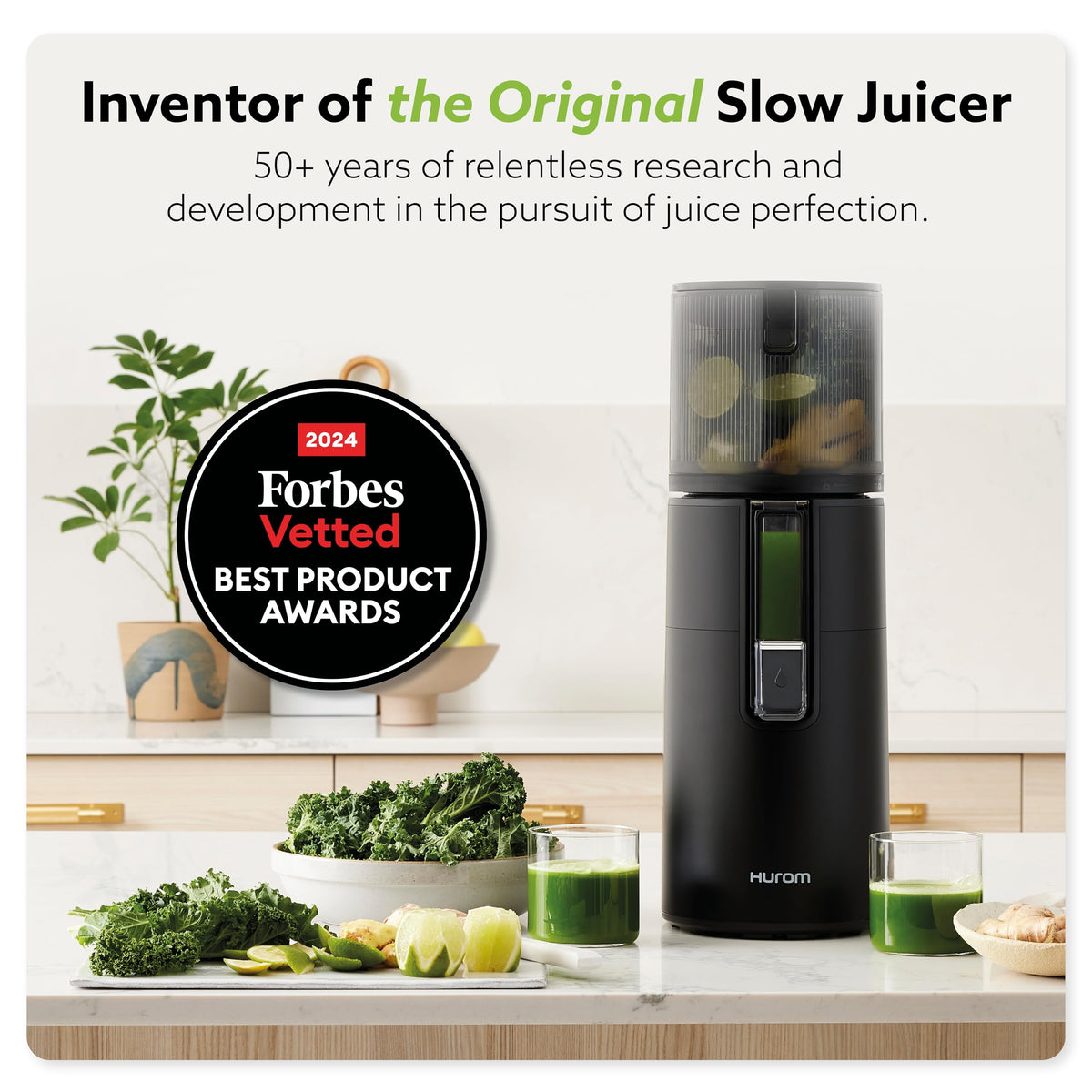 Hurom H400 Cold Press Juicer Machine, Award Winning Masticating Slow Juicer, Easy to Clean, Strainer & Hands Free with Self Feeding, Wide Mouth