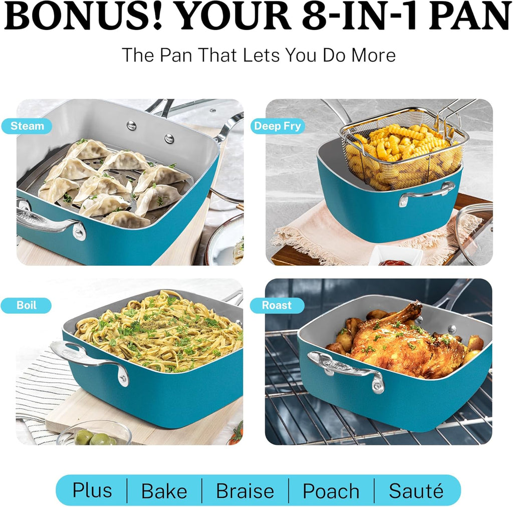 Gotham Steel 20 Piece Pots and Pans Set Nonstick Cookware Set, Pot and Pan Set, Kitchen Cookware Sets, Ceramic Cookware Set, Ceramic Pots and Pans