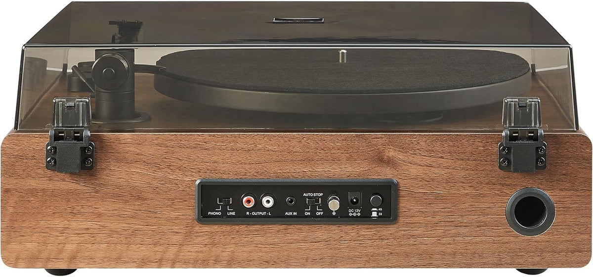 Crosley CR6046A-WAGL Stave 2-Speed Bluetooth Record Player Turntable with Built-in Speakers, Walnut