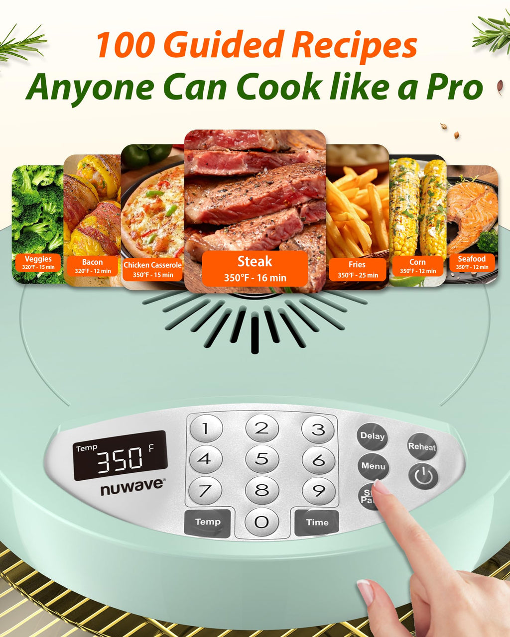 Nuwave Oven Pro Plus Air Fryer, Infra-Red Countertop, 2025 Advanced Convection, No Defrosting or Preheating, Cook Fresh or Frozen, Durable Power Dome