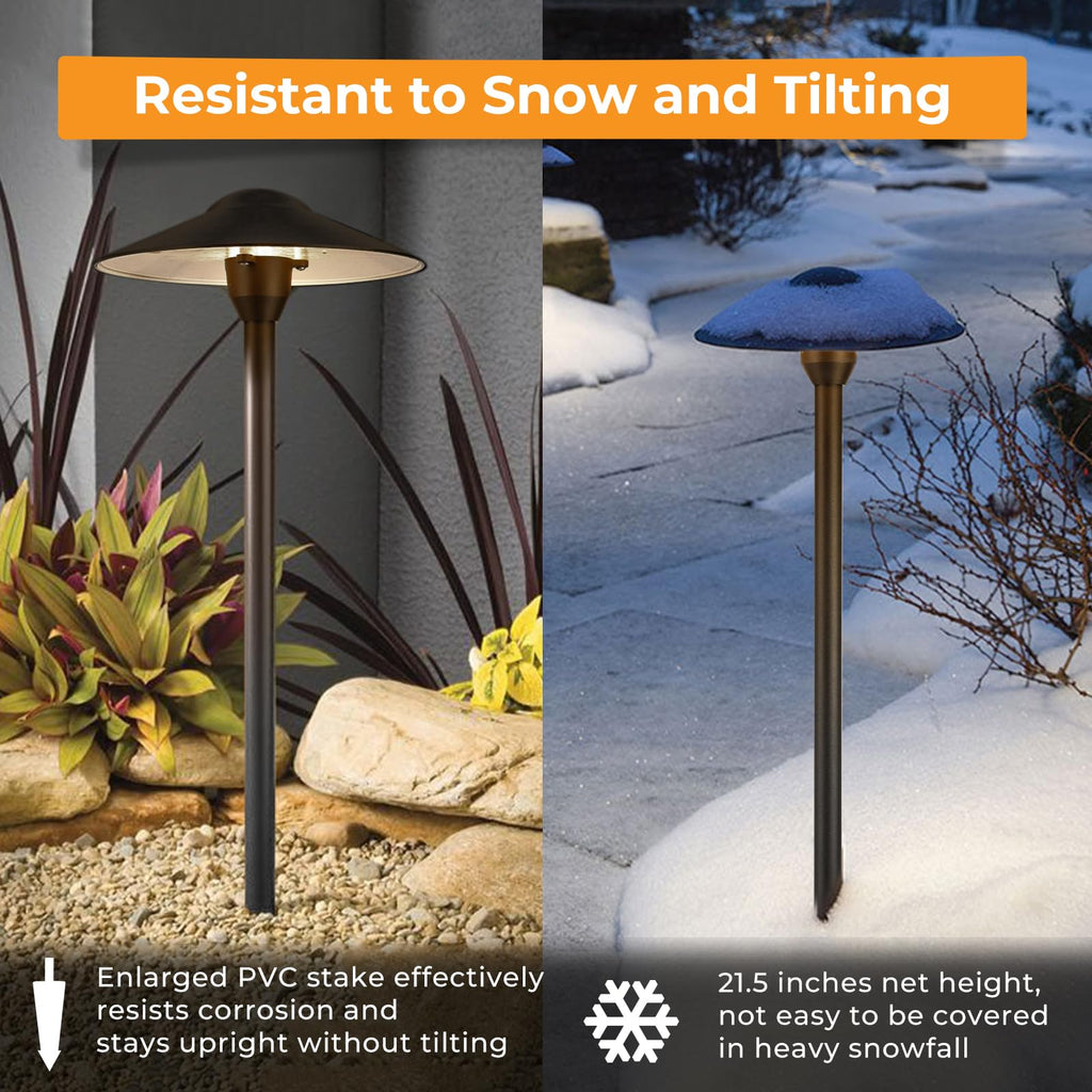 Gardencoin Low Voltage Pathway Lights (8.5'' Shade, 21.5'' Tall)12V Outdoor LED Landscape Path Lights Wired, Aluminum Pathway Lighting with 3W 2700K