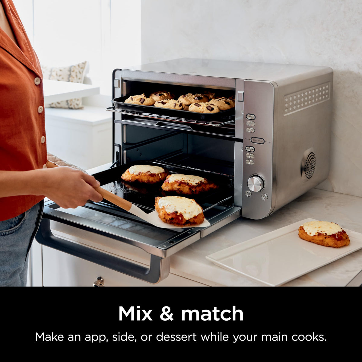 Ninja Air Fryer & Toaster Oven | Double Stack XL | Countertop Oven | 12-in-1 Fits 4.5lb Chicken & 6lbs of Wings | SmartFinish Cook 2 Different Meals