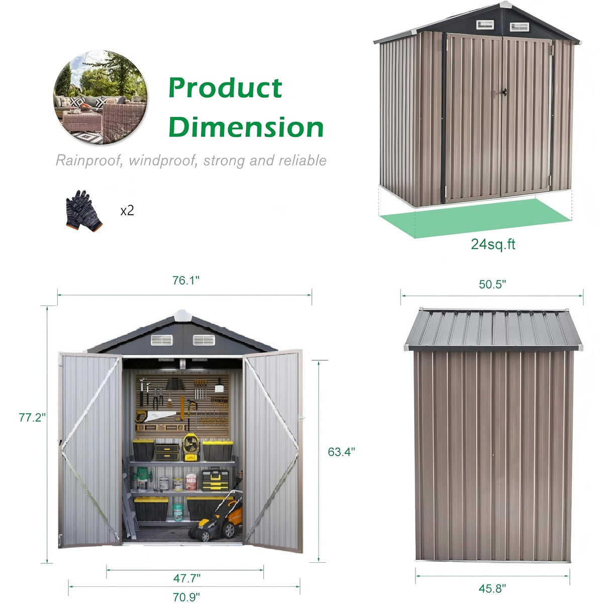 GVDV 10x14 FT Outdoor Metal Storage Shed, Durable Garden Shed with Updated Frame Structure for Backyard, Patio, Tool Storage, All-Weather Shelter for