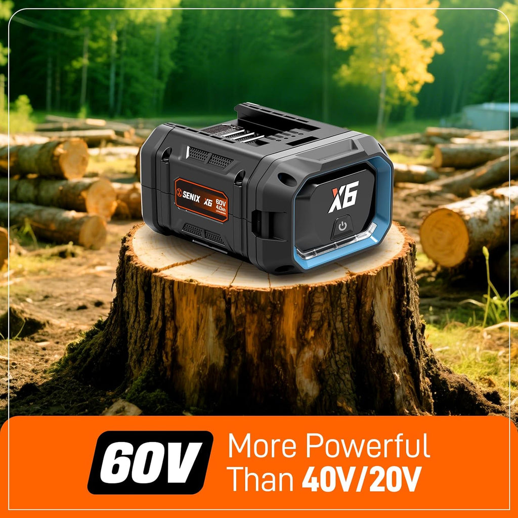 SENIX Chainsaw|60V 16" Battery Chainsaw|Brushless Electric Chainsaws|Cordless Chain Saw with 4Ah Battery & Charger|Garden Tool for Trees, Pruning
