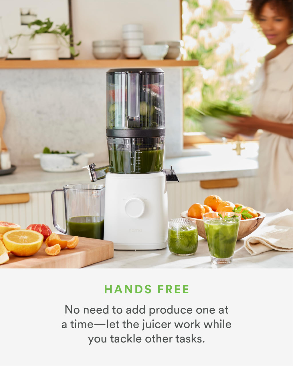 Nama J2 Cold Press Juicer C Self Feeding for Hands-Free Operation with Wide Mouth Hopper for Whole Recipe Loading, Zero Waste Masticating Juicer For