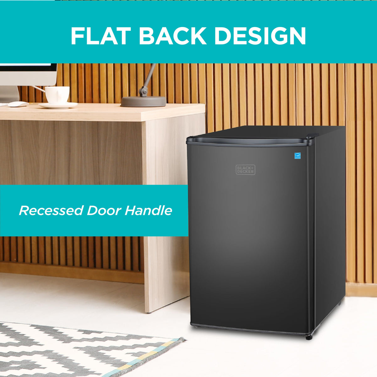 BLACK+DECKER 1.7 Cu. Ft. Compact Refrigerator, ENERGY STAR Certified, Single Door Mini Fridge with Chiller Compartment, Personal Fridge for Home or