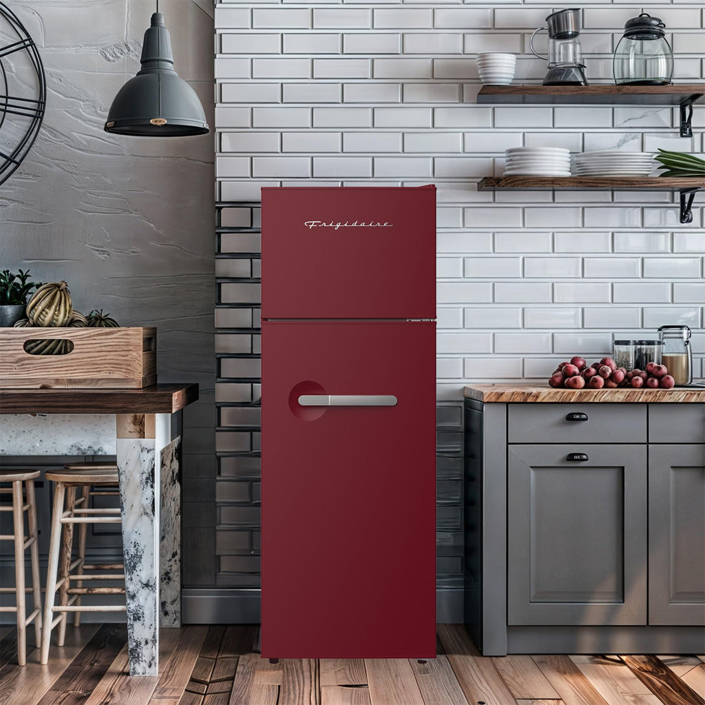 Frigidaire Retro Apartment Size Refrigerator with Top Freezer - 2 Door Fridge with 7.5 Cu Ft of Storage Capacity, Adjustable Spill-Proof Shelves